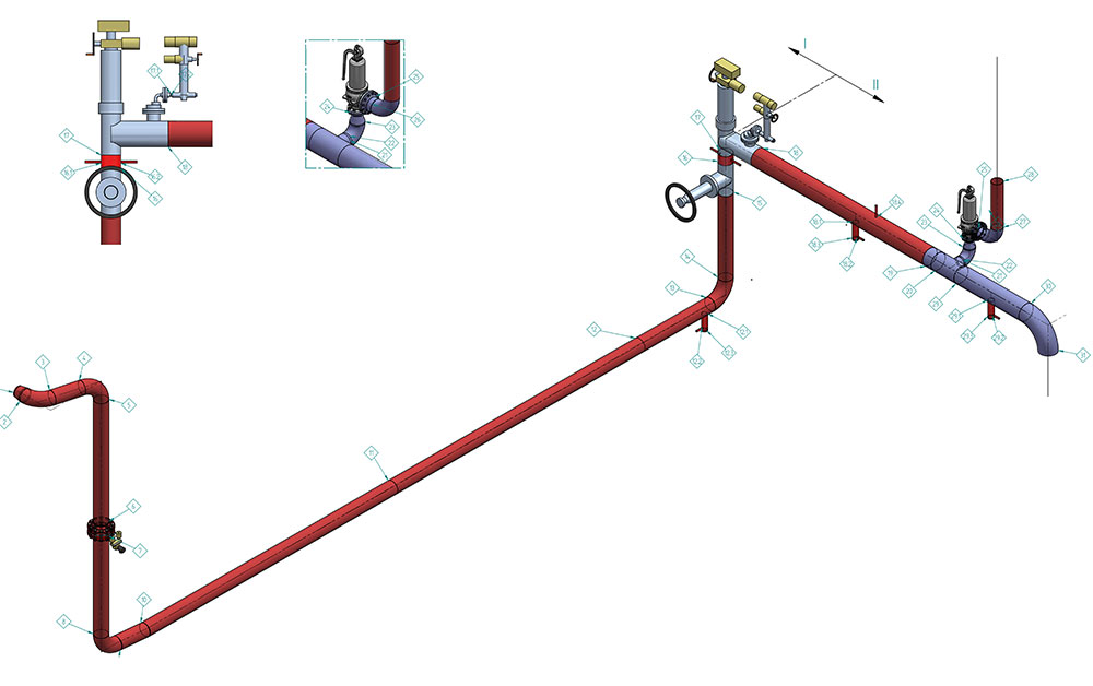 IBK - Projekt - Rohrstatik Dampfumformstation Zeichnung
